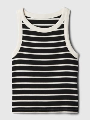 Gap Kadın Siyah Modern Fitilli Crop Halter Yaka Atlet