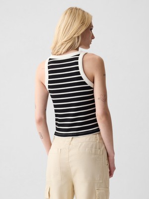 Gap Kadın Siyah Modern Fitilli Crop Halter Yaka Atlet