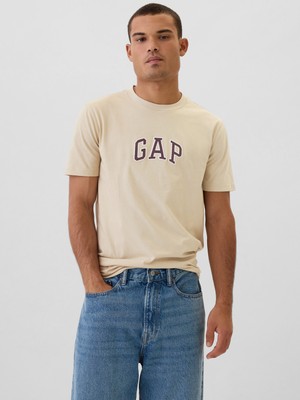 Gap Erkek Bej  Logo T-Shirt