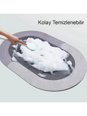 Homeneeds Kaymaz Tabanlı Oval Su Emici Banyo Ve Lavabo Paspası