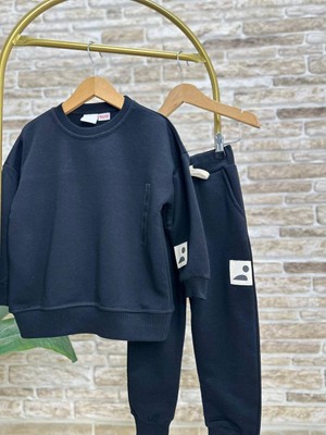 Ladin Store Yeni Sezon Unisex Çocuk Pamuklu Basic Sweatshirt ve Eşofman Alt-Üst Takım