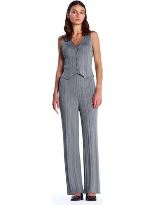 Gri Fitilli Pantolon