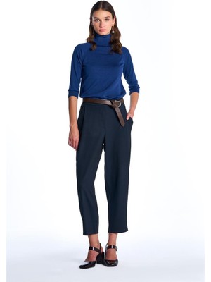 Lacivert Yüksek Bel Pantolon