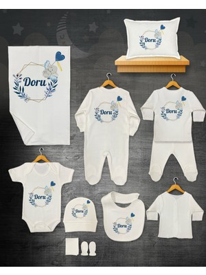 11 Lİ İSİMLİ HASTANE ÇIKIŞ SETİ ORGANİK PAMUK