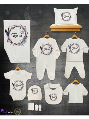 11 Lİ İSİMLİ HASTANE ÇIKIŞ SETİ ORGANİK PAMUK