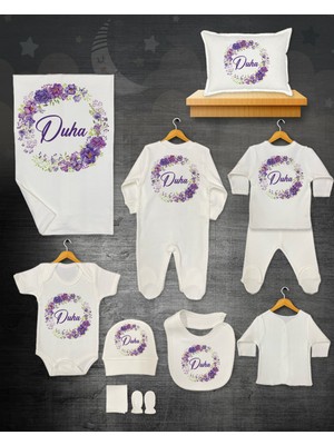 11 Lİ İSİMLİ HASTANE ÇIKIŞ SETİ ORGANİK PAMUK