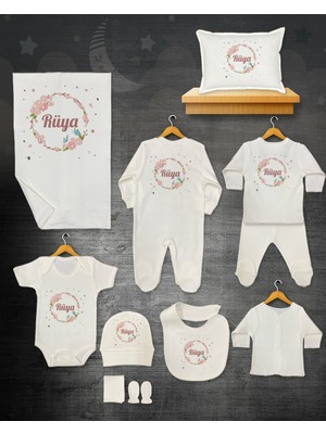 11 Lİ İSİMLİ HASTANE ÇIKIŞ SETİ ORGANİK PAMUK