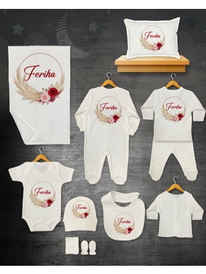 11 Lİ İSİMLİ HASTANE ÇIKIŞ SETİ ORGANİK PAMUK