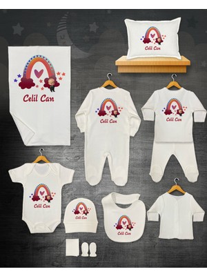 11 Lİ İSİMLİ HASTANE ÇIKIŞ SETİ ORGANİK PAMUK