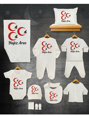 11 Lİ İSİMLİ HASTANE ÇIKIŞ SETİ ORGANİK PAMUK