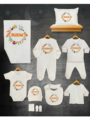 11 Lİ İSİMLİ HASTANE ÇIKIŞ SETİ ORGANİK PAMUK