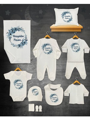 11 Lİ İSİMLİ HASTANE ÇIKIŞ SETİ ORGANİK PAMUK