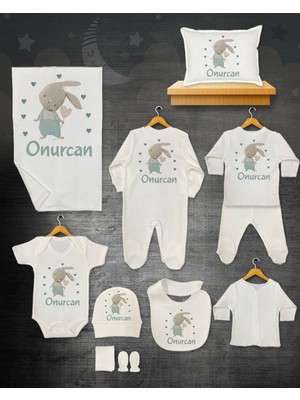 11 Lİ İSİMLİ HASTANE ÇIKIŞ SETİ ORGANİK PAMUK