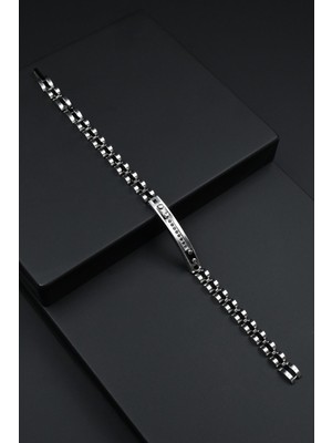 Frnch 316L Çelik Italyan Model Zirkon Taşlı Gümüş Renk Erkek Bileklik FRJ12267-3267-A