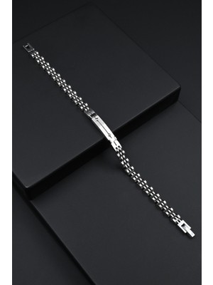 Frnch 316L Çelik Italyan Model Gümüş Renk Erkek Bileklik FRJ12274-3274-A