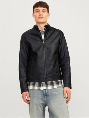 Jack & Jones Jjedylan Clean Pu Erkek Mevsimlik Mont Siyah 12261195 V3