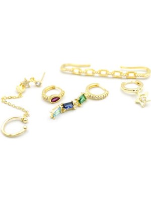 Royaleks 6'lı Çoklu Set Küpe - Altın