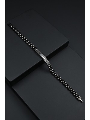 Frnch 316L Çelik Italyan Model Siyah-Gümüş Renk Erkek Bileklik FRJ12277-3277-B2A