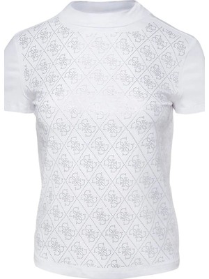 Guess Kadın 4g Logolu Beyaz T-Shirt