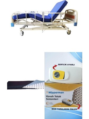 Witra emek sağlık 3 Motorlu Abs Başlıklı Tabanca Korkuluklu Hasta Karyolası+ Lazer Kesim Yatak+ Baklava Tipi Havalı Yatak Takım