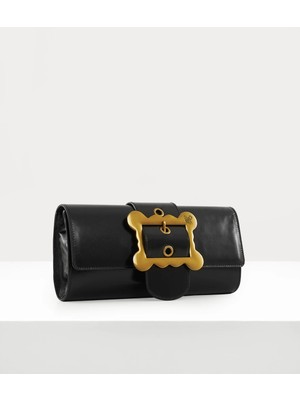 Vivienne Westwood Claire Clutch Altın Tonlu Donanım ve Parlak Yüzeyli Deri Çanta, Italya Üretimi