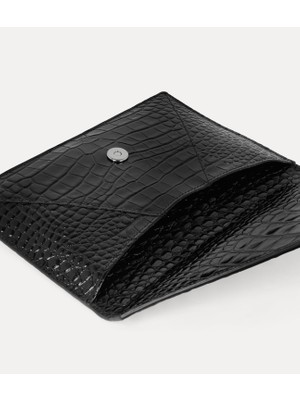 Vivienne Westwood Crocodile Envelope Clutch Press-Stud Kapanma ve Orb Silueti Detaylı  Dana Deri Çanta