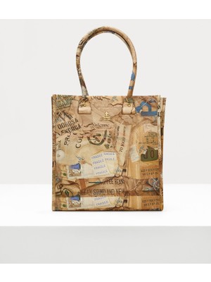 Vivienne Westwood Teddy Tote Çanta, Altın Tonlarında Küre Plakalı Yumuşak Pu Deri