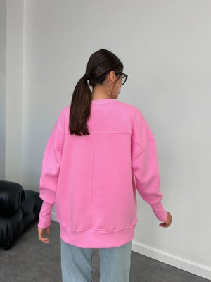 Oversize Şardonlu Yırtmaç Detaylı Sweat