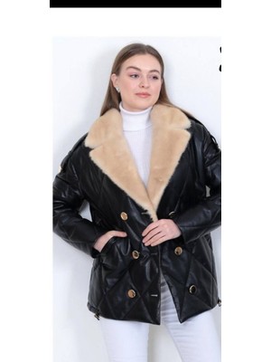 Kadın Hakiki Deri Mont  Vizon Yakalı 456