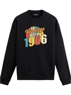 Colermi Best Of Vintage 1966 Limited Editiondoğum Tarihi Baskılı Doğum Günü Hediyesi Vintage Retro Sweatshirt