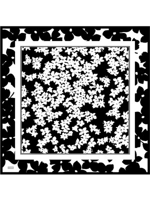 Belli Twill Ipek Eşarp - 4044-84 Siyah Beyaz