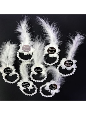 Skygo İncili Nedime Bilekliği Gümüş Renk Pleksili Beyaz Otrişli 7 Adet