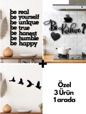 Numa Concept Be Yourself + Bi Kahve + 4'Lü Kuş Duvar Dekoru 3 Ürün 1 Arada