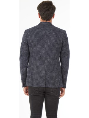 Sposo 5103 Dar Kalıp Örme Kumaş Lacivert Erkek Blazer Ceket