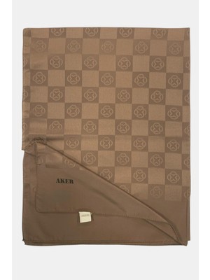 Aker Monogram Şal - Yeni Dama Desenli - Kahverengi 931