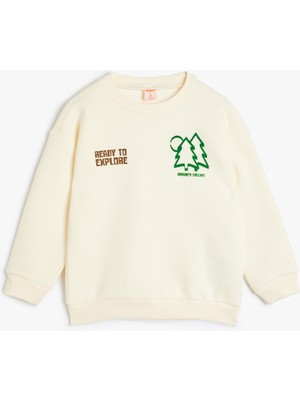 Koton Doğa Temalı Bisiklet Yaka Baskılı Sweatshirt