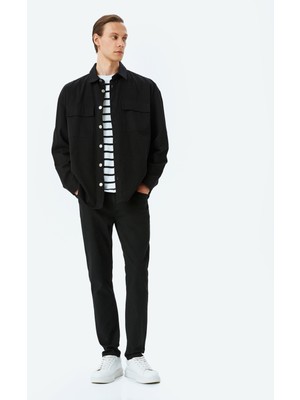 Koton Slim Fit Kot Pantolon - Brad Jean Erkek Günlük Tarz Siyah Denim Orta Kalınlık