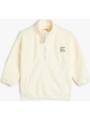 Koton Yarım Fermuarlı Uzun Kollu Cep Detaylı Sweatshirt