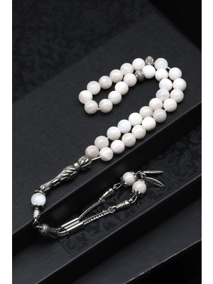 Ay Taşı Doğal Taş Tesbih 8 mm Küre Kesim