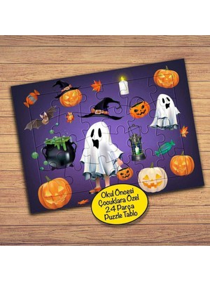 Asilmeydan Cadılar Bayramı Konsepti Çocuklara Özel Puzzle Yapboz TABLO-17458