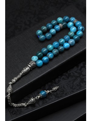 Apatit Doğal Taş Tesbih 925 Ayar Gümüş 8 mm Küre Kesim