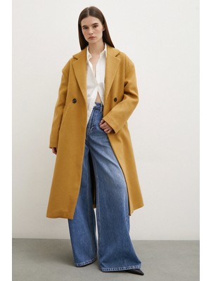 Midi Boy Tüylü Kaban Kahve