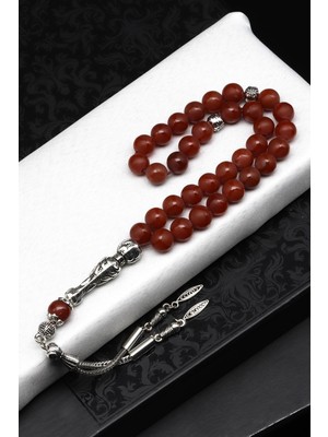 Top Desenli Mat Akik Doğal Taş Tesbih 8 mm Küre Kesim