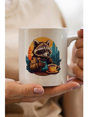 South Steel Kahve Içen Tilki Baskılı Yılbaşı Hediyesi Kupa Bardak