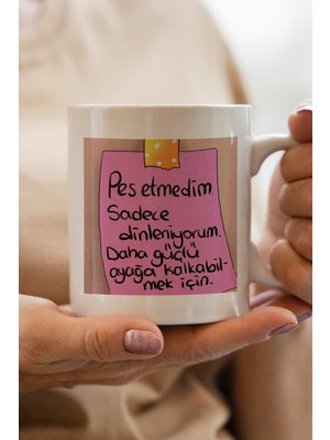 South Steel Pes Etmedim Sadece Dinleniyorum Baskılı Yılbaşı Hediyesi Kupa Bardak