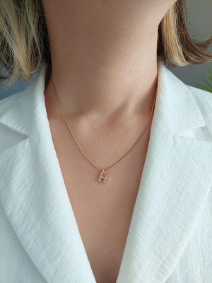 Çelik Zirkon Taşlı Harf Kolye H Harfi