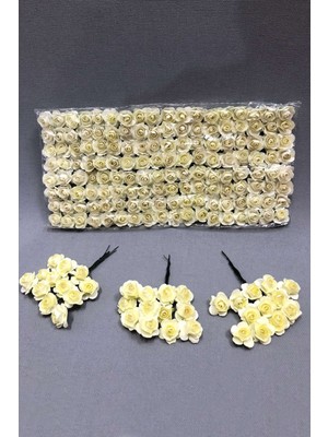 Hayalperest Boncuk  Krem Kağıt Gül Çiçek 1 paket 144 lü