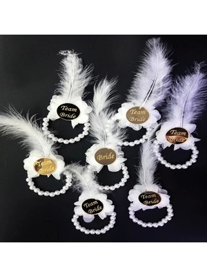 Incili Nedime Bilekliği Altın Renk Pleksili Beyaz Otrişli 7 Adet