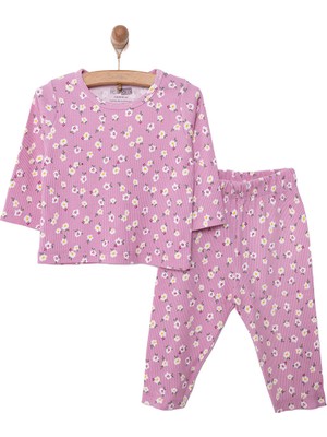 HelloBaby  Kaşkorse Çiçek Desen Uzun Kol Pijama Takımı