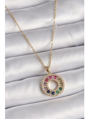 Clariss 316l Çelik Gold Renk Zincir Madalyon Zirkon Taşlı Kalp Model Kadın Kolye